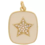 19x15mm  zirconium oxide and epoxy resin rectangle star pendant - Gold Tone - Nude x1