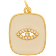19x15mm  zirconium oxide and epoxy resin rectangle eye pendant - Gold Tone - Nude x1|raw }}