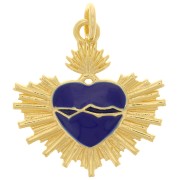 20.5x20mm Epoxy resin Ex-Voto heart pendant - Gold Tone - Dark Blue x1|raw }}