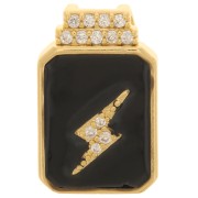 17x11mm zirconium oxide and epoxy resin lightning bolt pendant - Gold Tone - Black x1