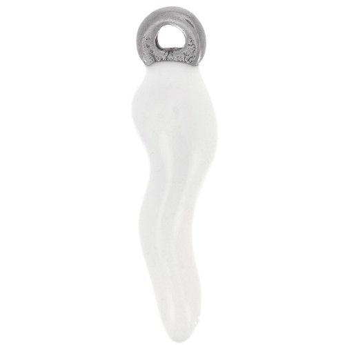 17.5x4.5mm Chilli pepper charm in epoxy resin - Stainless steel 304 - White x1