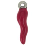 17.5x4.5mm Chilli pepper charm in epoxy resin - Stainless steel 304 - Red x1|raw }}