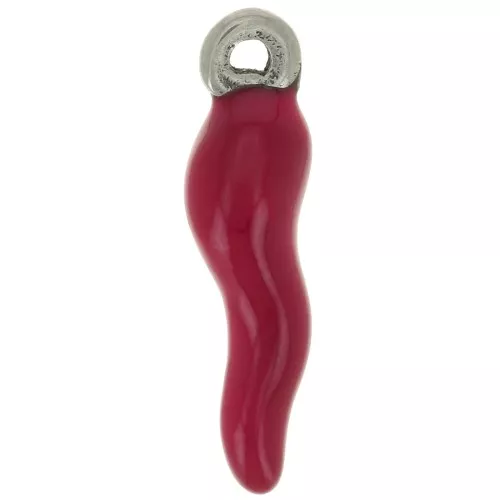 17.5x4.5mm Chilli pepper charm in epoxy resin - Stainless steel 304 - Red x1