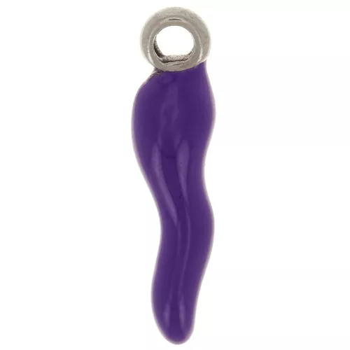 17.5x4.5mm Chilli pepper charm in epoxy resin - Stainless steel 304 - Aubergine x1