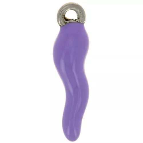 17.5x4.5mm Chilli pepper charm in epoxy resin - Stainless steel 304 - Purple x1