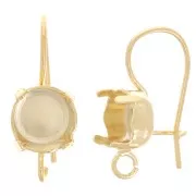 8mm Cabochon earwires with Open Ring 1028-1088 - Fine Gold plated x2