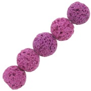 8mm Round coloured lava stone beads - Raspberry Pink x15|raw }}