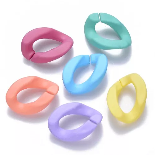 30x21mm Oval twisted links - Opaque Multicolour matt x20