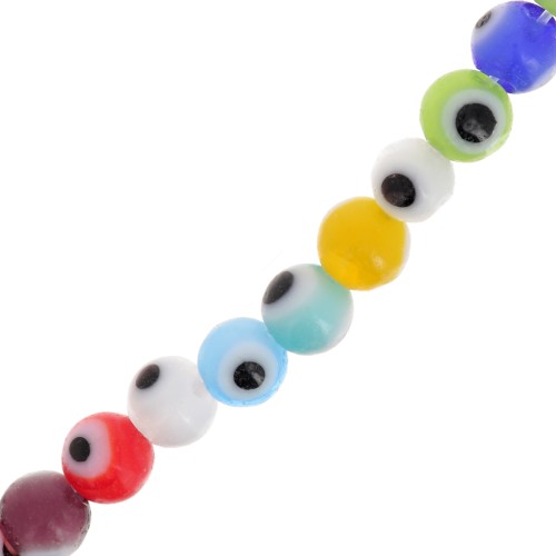 4mm Glass Round eye beads - Evil eye - Multicoloured x35cm