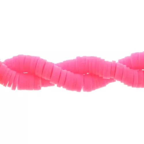 Heishi polymer clay rondelle beads 6x1 mm - Fluorescent pink x40cm