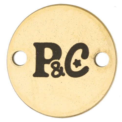 12mm 304 stainless steel Customised spacers with simple logo - Gold Tone x100