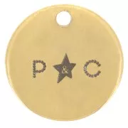 12mm 304 Stainless Steel Customised charms with simple logo - Gold Tone x100