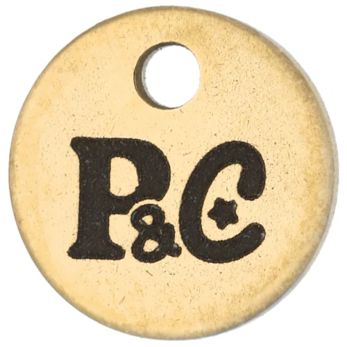 12mm 304 Stainless Steel Customised charms with simple logo - Gold Tone x100