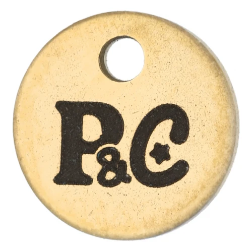 10mm 304 Stainless Steel Customised charms with simple logo - Gold Tone x100