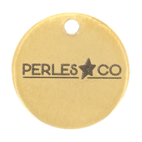 10mm 304 Stainless Steel Customised charms with complex logo - Gold Tone x100