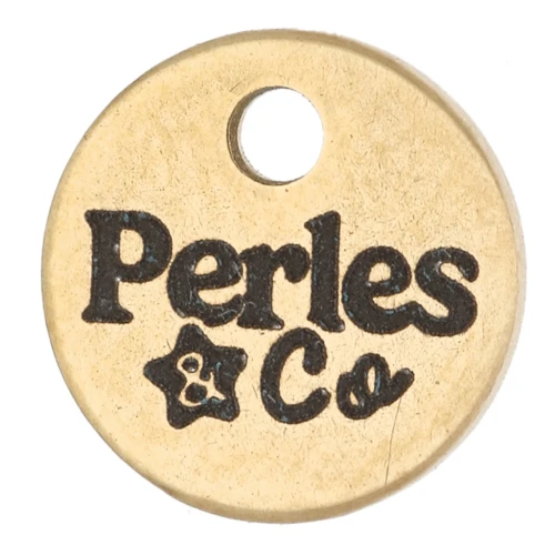10mm 304 Stainless Steel Customised charms with complex logo - Gold Tone x100
