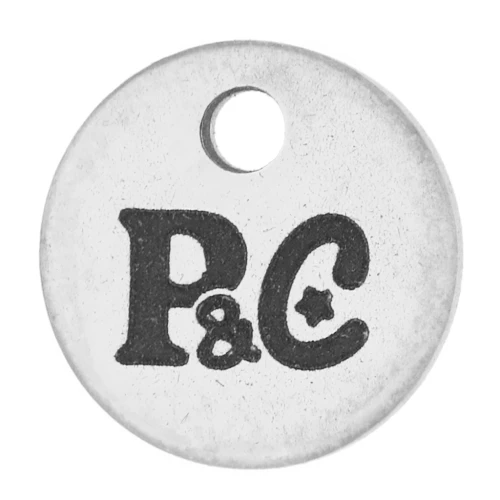 8mm 304 Stainless Steel Customised charms with simple logo x100