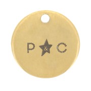 8mm 304 Stainless Steel Customised charms with simple logo - Gold Tone x100|raw }}