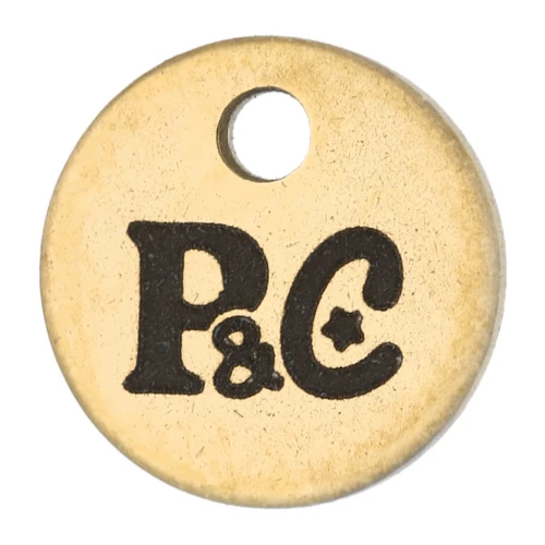 8mm 304 Stainless Steel Customised charms with simple logo - Gold Tone x100