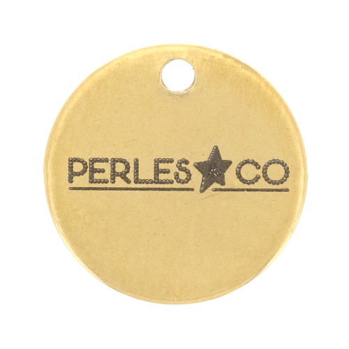 8mm 304 Stainless Steel Customised charms with complex logo - Gold Tone x100