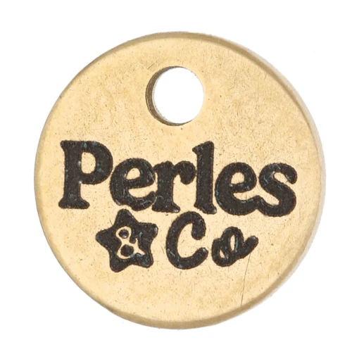 8mm 304 Stainless Steel Customised charms with complex logo - Gold Tone x100