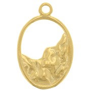 19x12mm 925 Sterling Silver Hammered Oval Pendant - Fine Gold Plated x1|raw }}