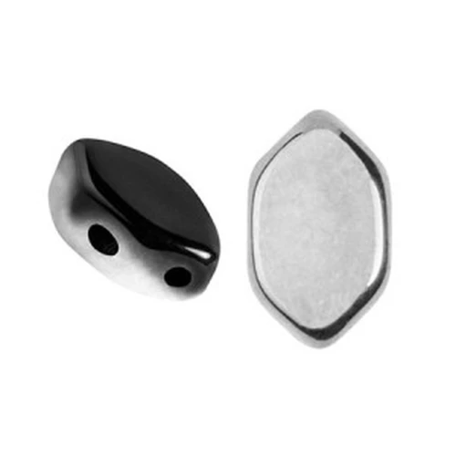 7x4mm Glass beads Paros® by Puca® - Jet Silver x10g