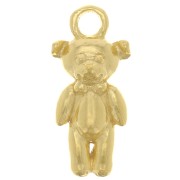14x7mm 925 Sterling Silver Teddy bear charm - Fine gold plated x1|raw }}