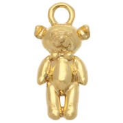 14x7mm 925 Sterling Silver Teddy bear charm - Fine gold plated x1