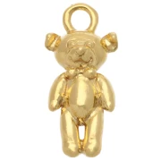 14x7mm 925 Sterling Silver Teddy bear charm - Fine gold plated x1