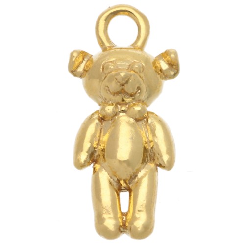 14x7mm 925 Sterling Silver Teddy bear charm - Fine gold plated x1