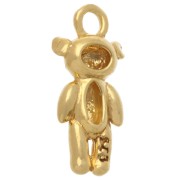 14x7mm 925 Sterling Silver Teddy bear charm - Fine gold plated x1