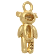 14x7mm 925 Sterling Silver Teddy bear charm - Fine gold plated x1