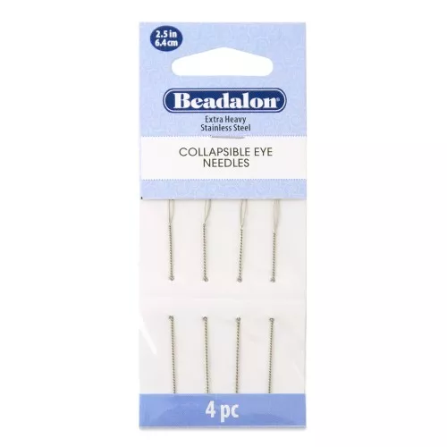 6.4 cm Stainless Steel Collapsible big eye beading needle x4