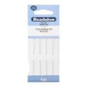 6.4cm Stainless Steel Collapsible eye beading needle - Extra fine x4