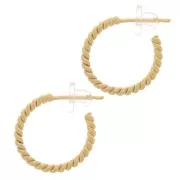 19mm Twisted Rope hoop earrings - 3 Microns Gold Plated x2