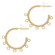 20mm Open hoop earrings with 7 closed rings - 3 microns Gold plated x2|raw }}