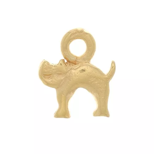 6x5.5mm Mini Cat Charm - 3 Micron Gold Plated x1