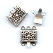 Old silver colored 3 strands clasp 10mm x2|raw }}