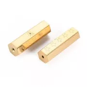 26x9mm 304 Stainless Steel Patterned Cylinder Bead with zirconium oxide - Gold Tone x1