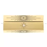 20x9mm 304 Stainless Steel Cylinder bead with patterns and zirconium oxide - Gold Tone x1