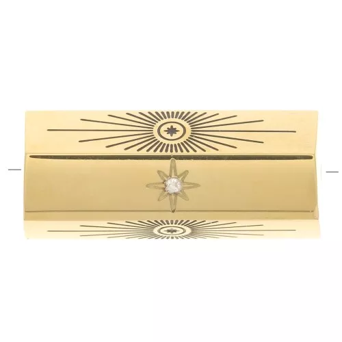 20x9mm 304 Stainless Steel Cylinder bead with patterns and zirconium oxide - Gold Tone x1