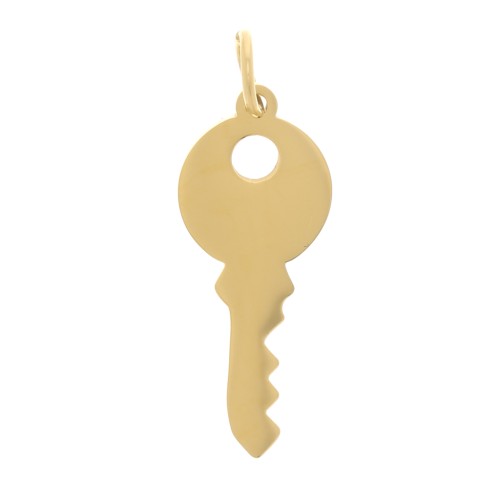 15x6mm 316L Stainless Steel Key Charm - Gold Tone x1