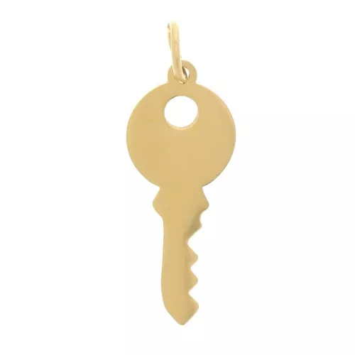 15x6mm 316L Stainless Steel Key Charm - Gold Tone x1