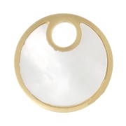 12mm 316L Stainless Steel Round Mother of Pearl Charm - Gold Tone x1