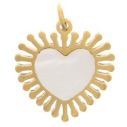 12mm 304L Stainless Steel Heart Charm with Mother of Pearl - Gold Tone x1|raw }}