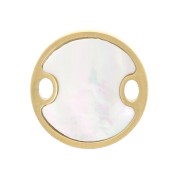 10mm 316L Stainless Steelround spacer with mother of pearl - Gold Tone x1