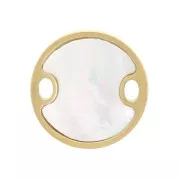 10mm 316L Stainless Steelround spacer with mother of pearl - Gold Tone x1