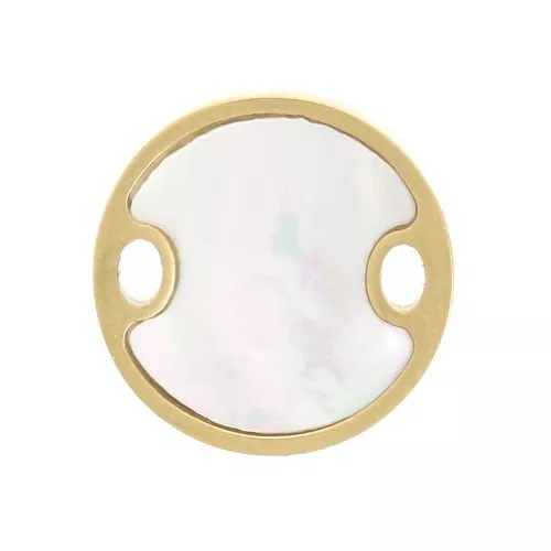 10mm 316L Stainless Steelround spacer with mother of pearl - Gold Tone x1