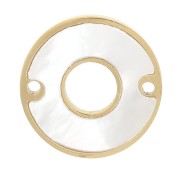 12mm 304 Stainless Steel Round Hollow Spacer with Mother of Pearl - Gold Tone x1|raw }}
